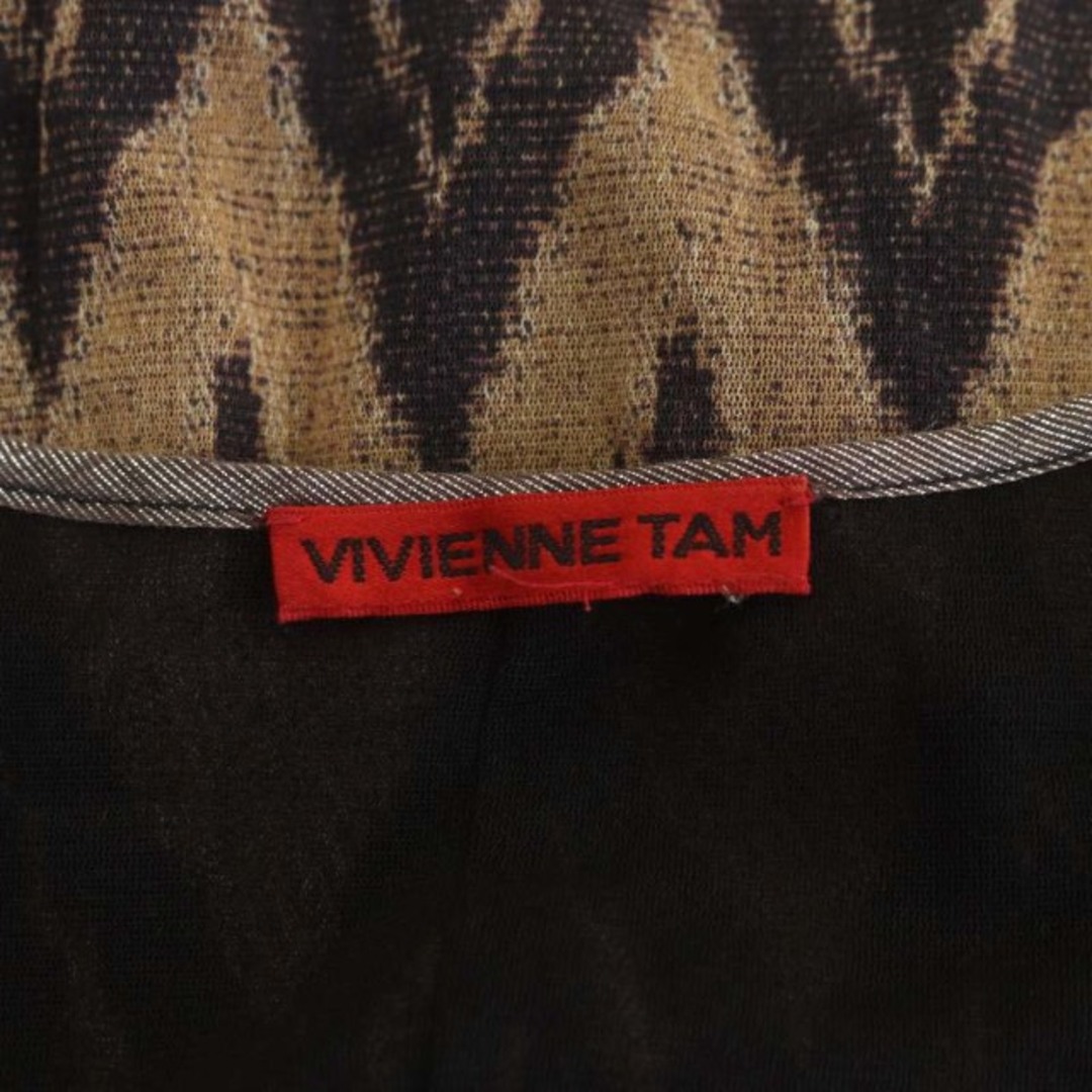 VIVIENNE TAM(ヴィヴィアンタム)のヴィヴィアンタム パワーネットメッシュ総柄ワンピース 膝丈 長袖 ドレープ レディースのワンピース(ひざ丈ワンピース)の商品写真