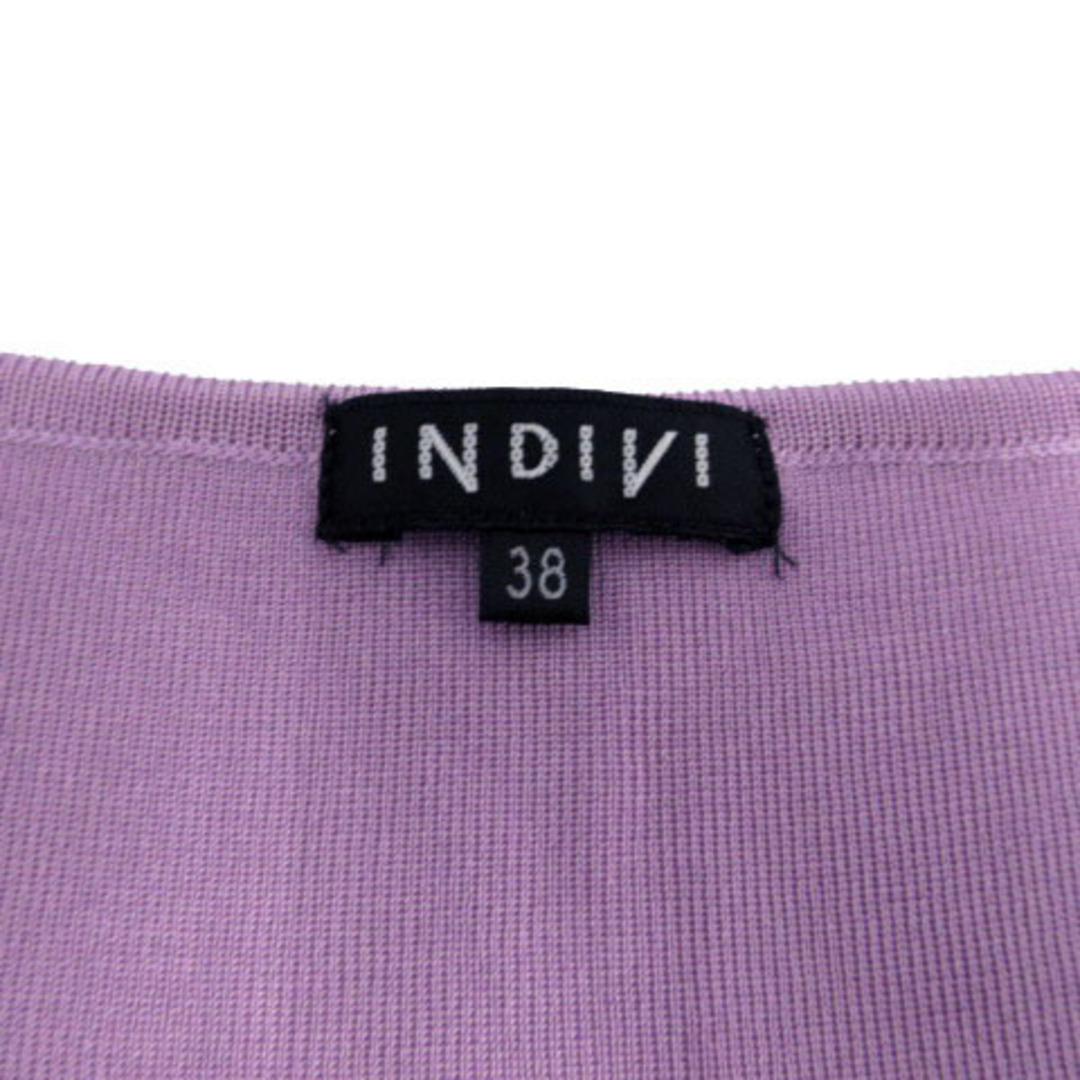 INDIVI カーディガン 七分袖 フリル 日本製 パープル 紫 38