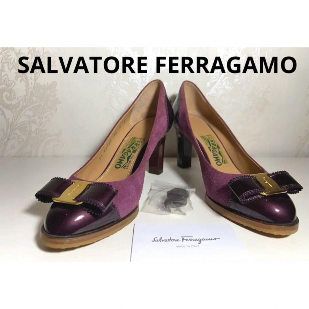 極美品✨SalvatoreFerragamoリボンパンプス 8C 24.5〜25