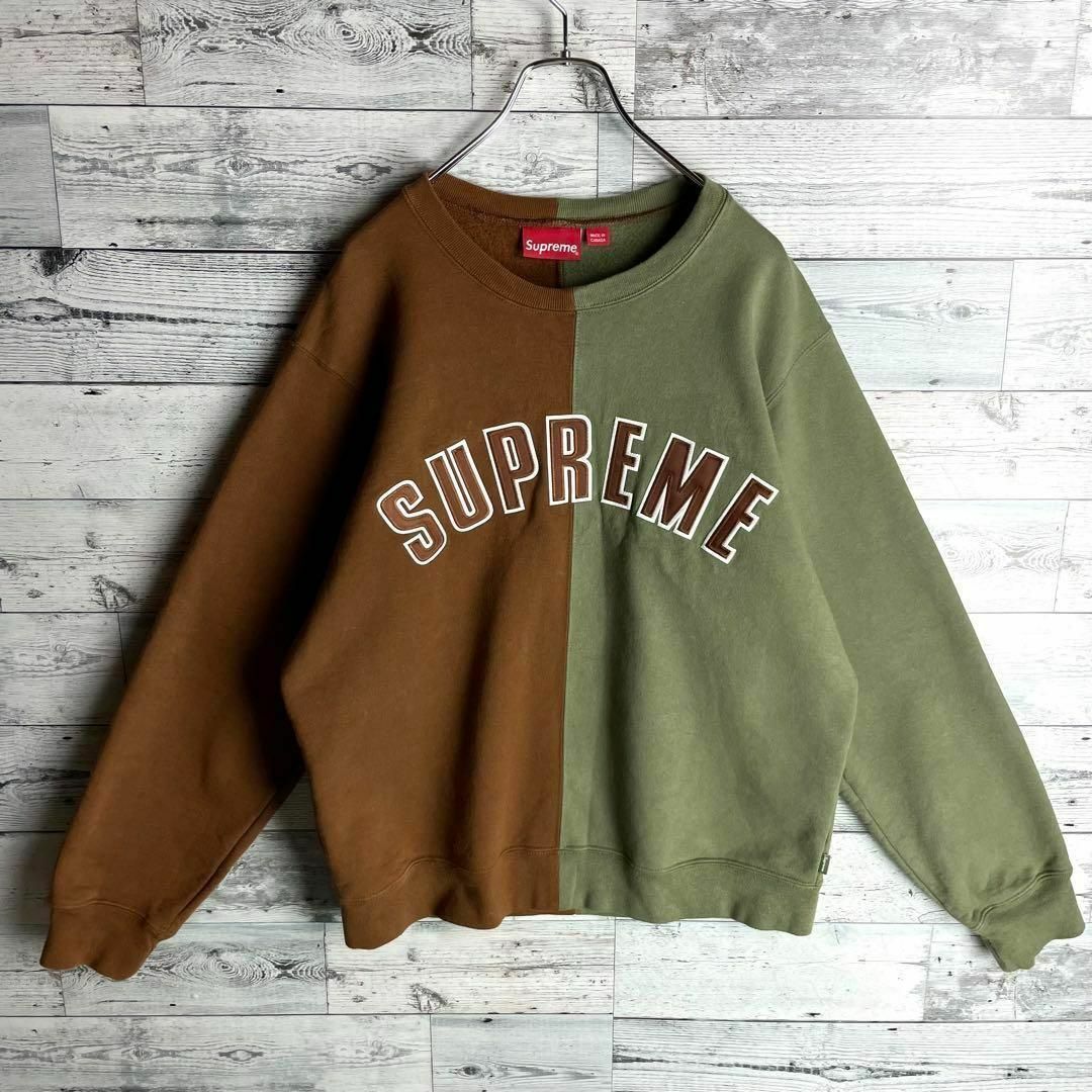 Supreme(シュプリーム)の【希少カラー】シュプリーム☆アーチロゴ 刺繍 バイカラー スウェット 即完売 メンズのトップス(スウェット)の商品写真