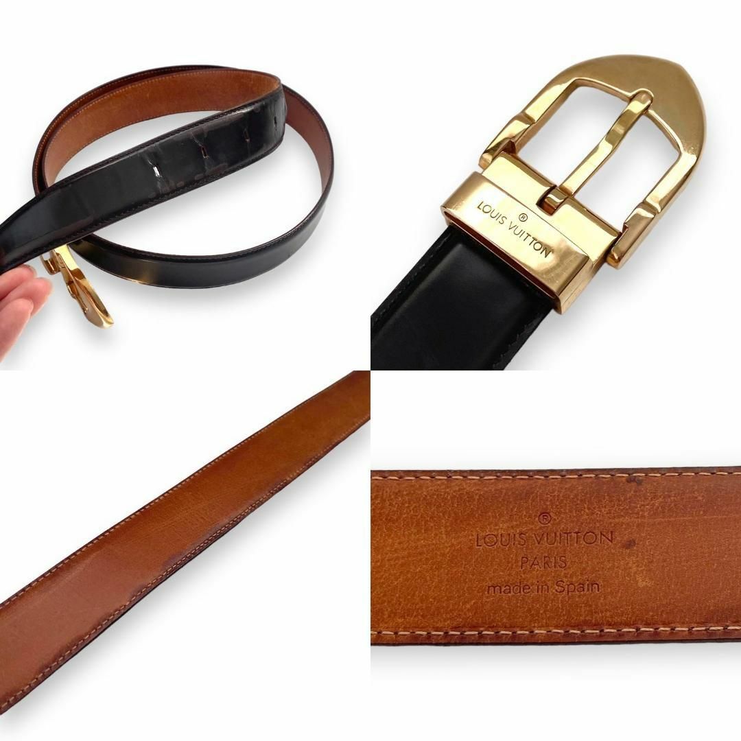 ルイヴィトン LOUIS VUITTON ベルト ブラウン 茶 レザー 革