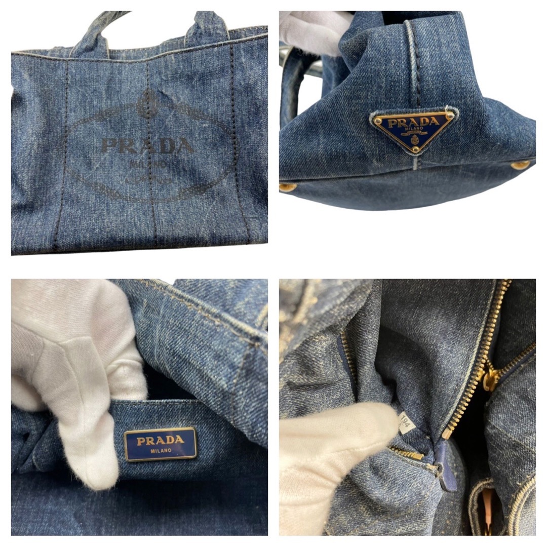 PRADA - ✨良品 PRADA プラダ ハンドバッグ カナパ デニム 白タグ 三角