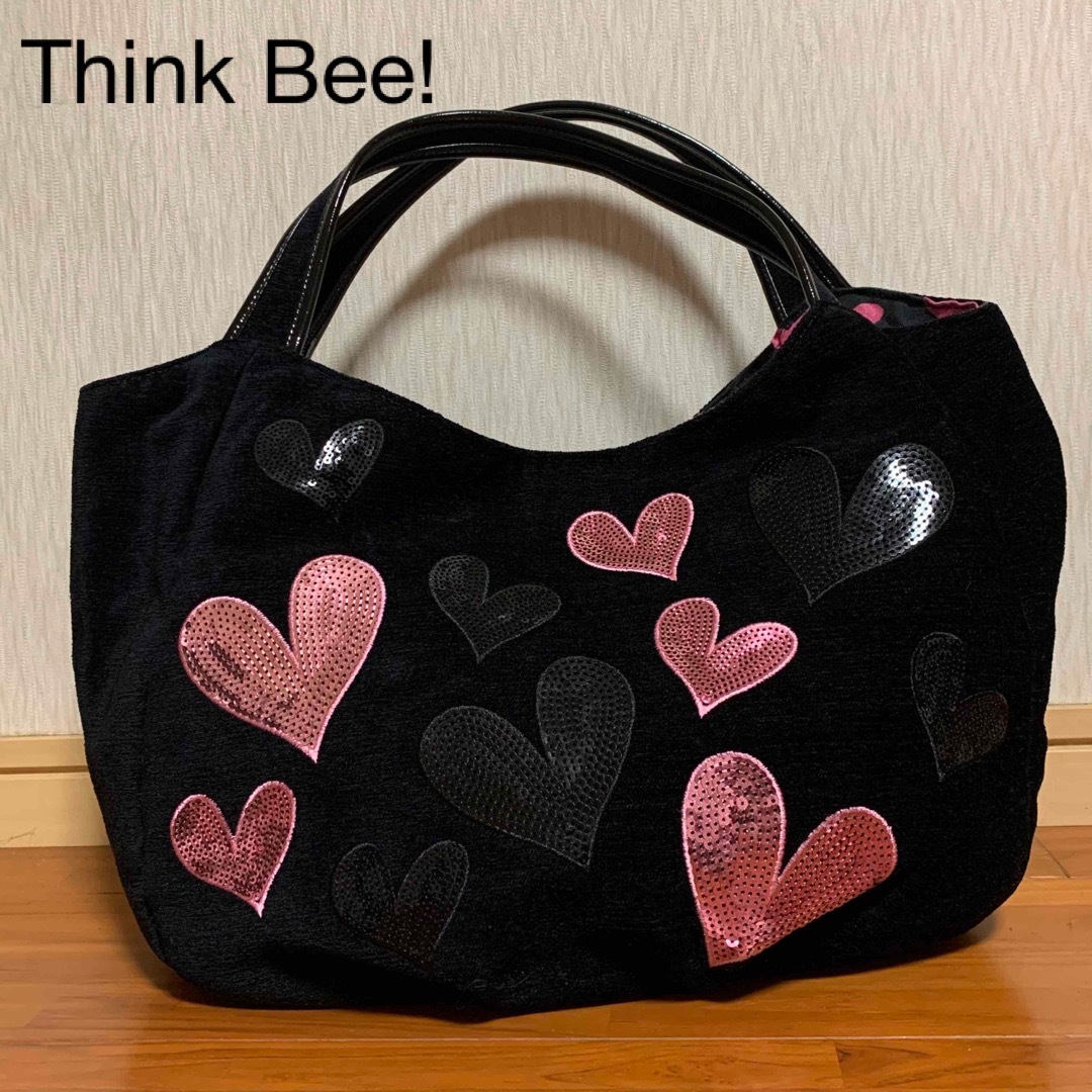 希少！ Think Bee! シンクビーロックハートトートバッグピンク×ブラック-