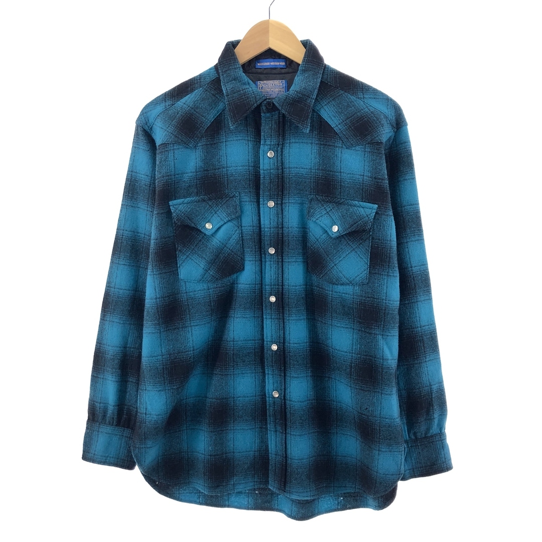 70年代タグ pendleton オンブレチェック ウエスタンシャツ