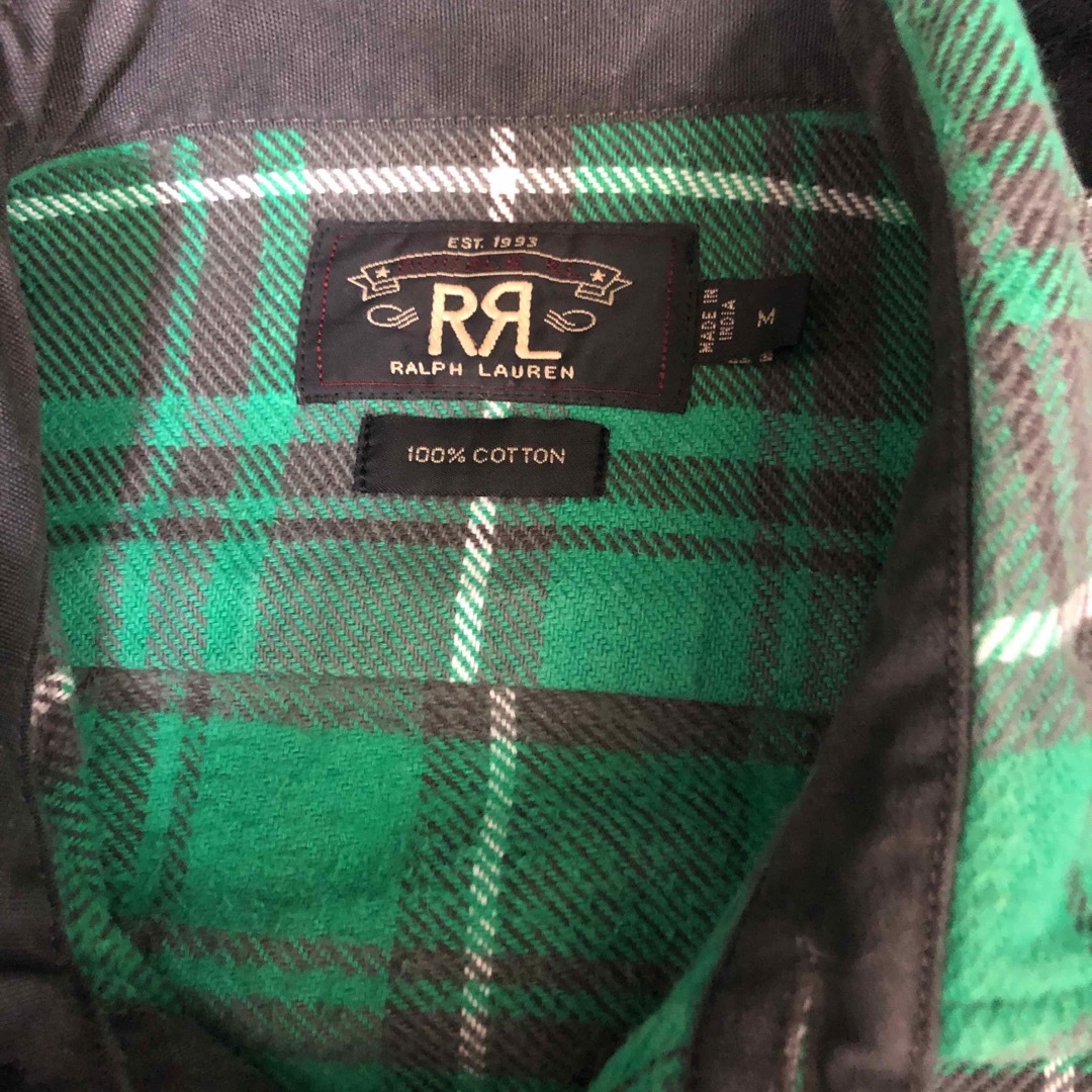 polo RRL ダブルアールエル　ラルフローレン　ネルシャツ　mサイズ 緑