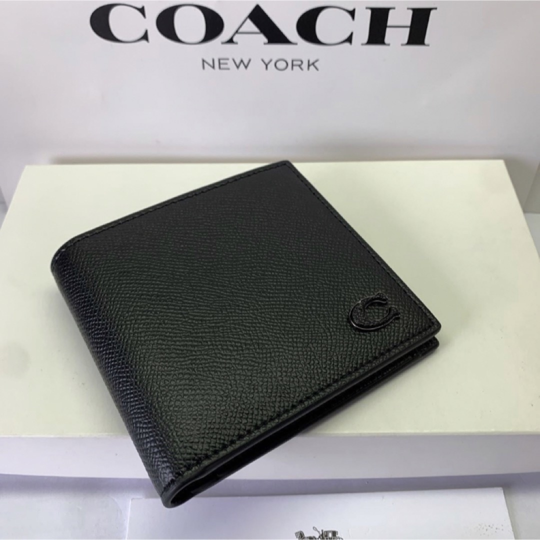 COACH新品箱付き　コーチ2つ折り財布CJ883コインウォレット BLACK