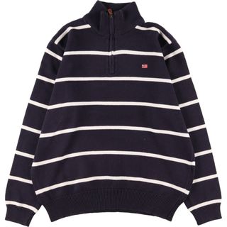 ラルフローレン(Ralph Lauren)の古着 ラルフローレン Ralph Lauren POLO by Ralph Lauren ボーダー柄 コットンニットハーフジップセーター メンズM /eaa347229(ニット/セーター)