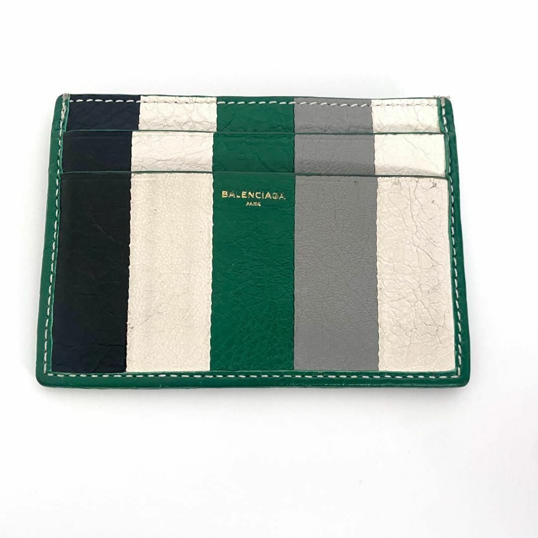 美品　バレンシアガ　カードケース　パスケース　ストライプ　ロゴ　男女兼用　黒白緑