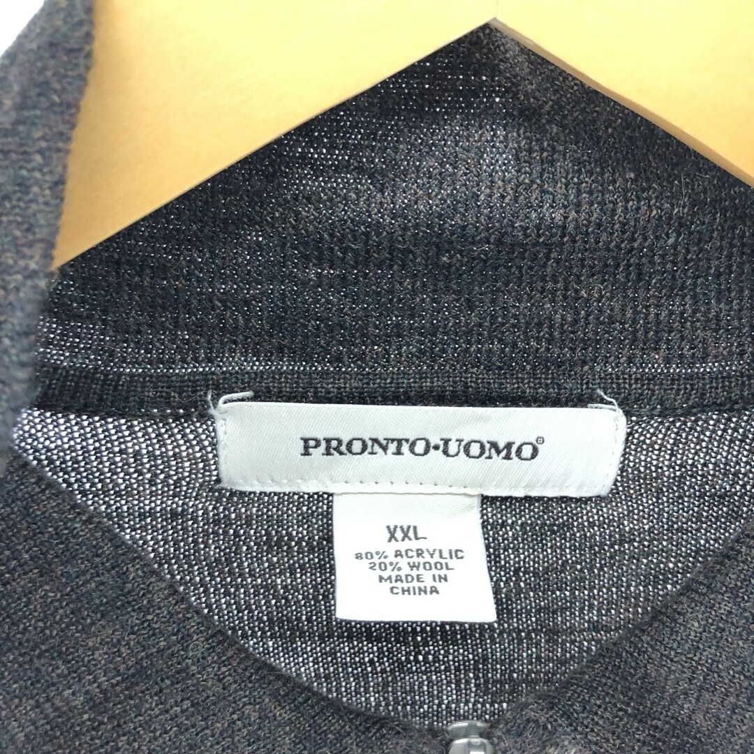 PRONTO-UOMO チェック柄 アクリルニットハーフジップセーター メンズXXL /eaa383138 2