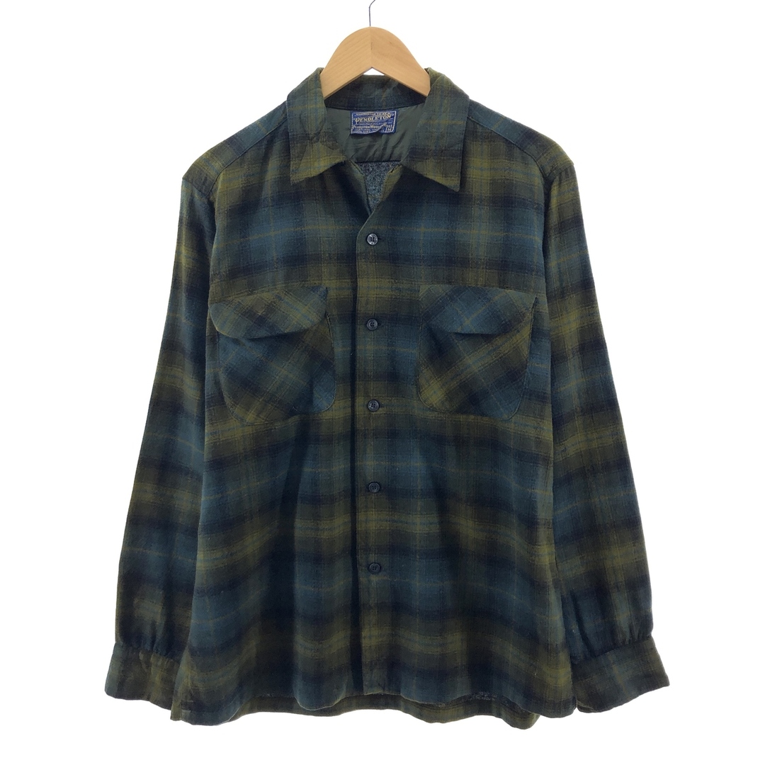 50年代 ペンドルトン PENDLETON ボードシャツ オンブレチェック ウールボックスシャツ メンズL ヴィンテージ /eaa383987