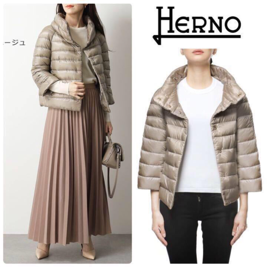 正規代理店タグ付HERNO ヘルノ　SOFIAソフィア　グレージュ　新品　40