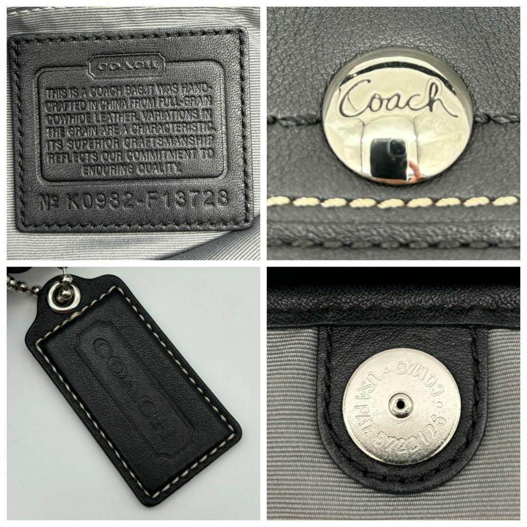 J10.COACH  コーチ レザー ハンドバッグ ブラック F13728