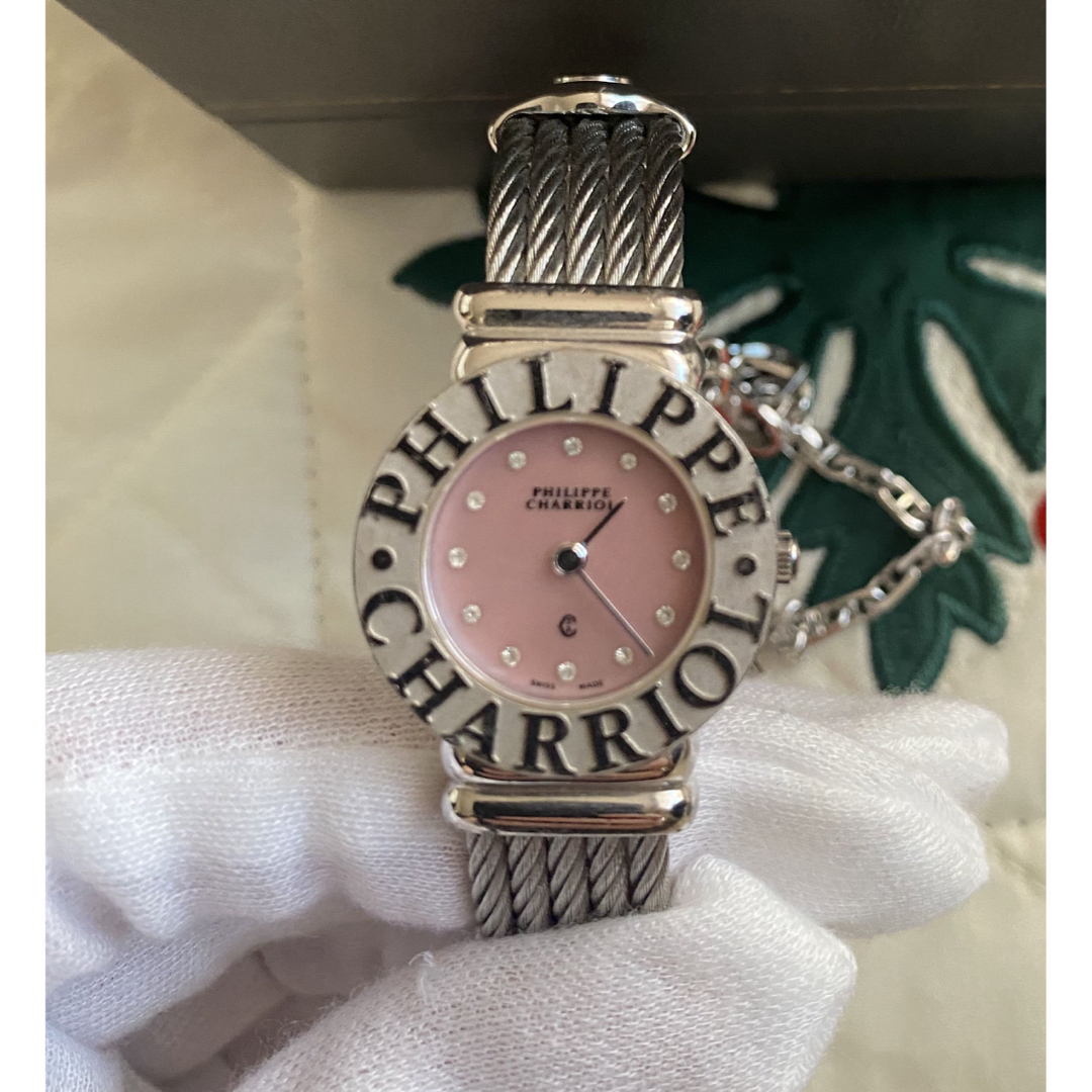 フィリップシャリオール サントロペ ピンクシェル 腕時計 ダイヤ12