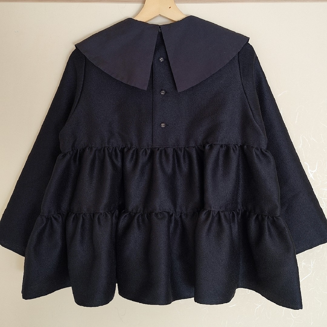 美品✨OHGA ティアードブラウス 黒 ブラック M ビッグカラー