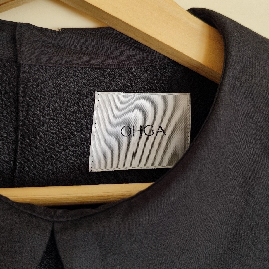 美品✨OHGA ティアードブラウス 黒 ブラック M ビッグカラー-