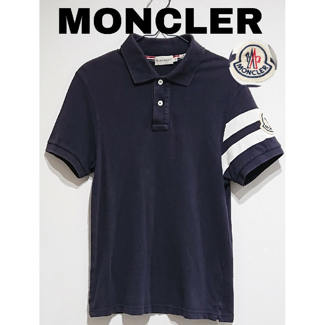 MONCLER モンクレール ビッグロゴメンズ ポロシャツ ネイビー  Sサイズ