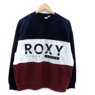 ロキシー(Roxy)のロキシー Tシャツ カットソー クルーネック 長袖 オーバーサイズ L 紺(Tシャツ(長袖/七分))