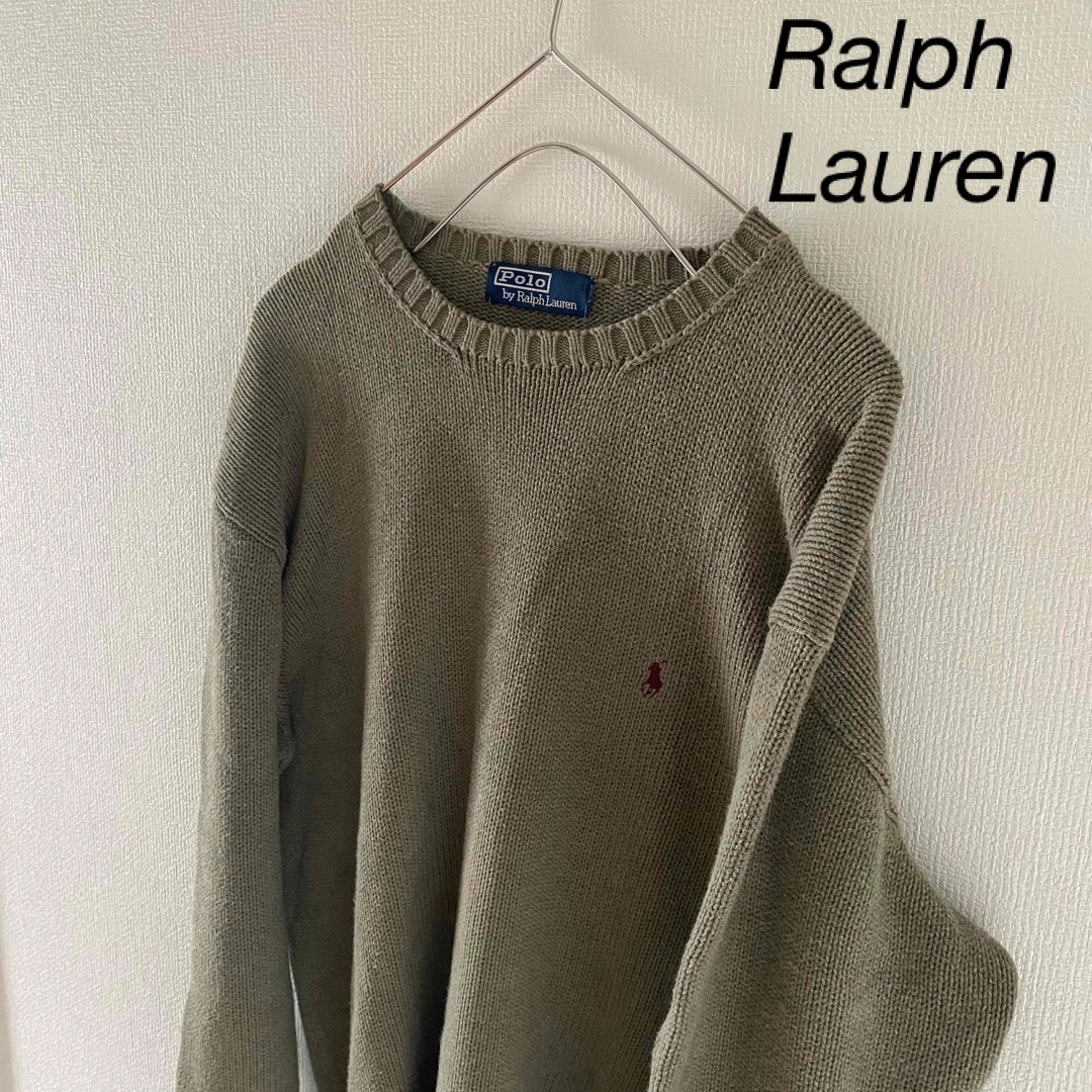 Ralph Lauren(ラルフローレン)のRalphLaurenポロラルフローレンニットセーターメンズ長袖XLメンズカーキ メンズのトップス(ニット/セーター)の商品写真