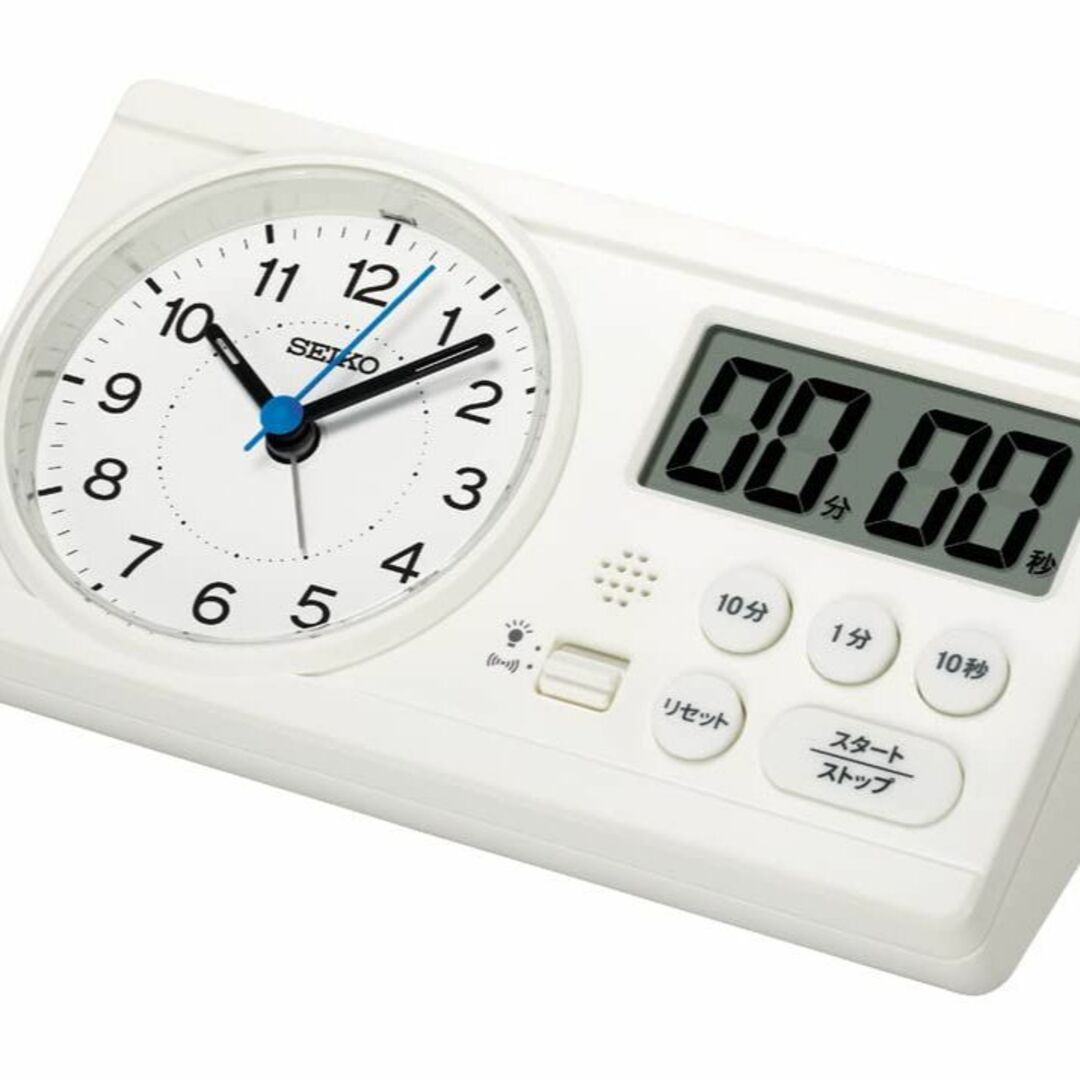 【色: ホワイト】セイコークロック 目覚まし時計 置き時計 知育 百ます計算 陰インテリア小物