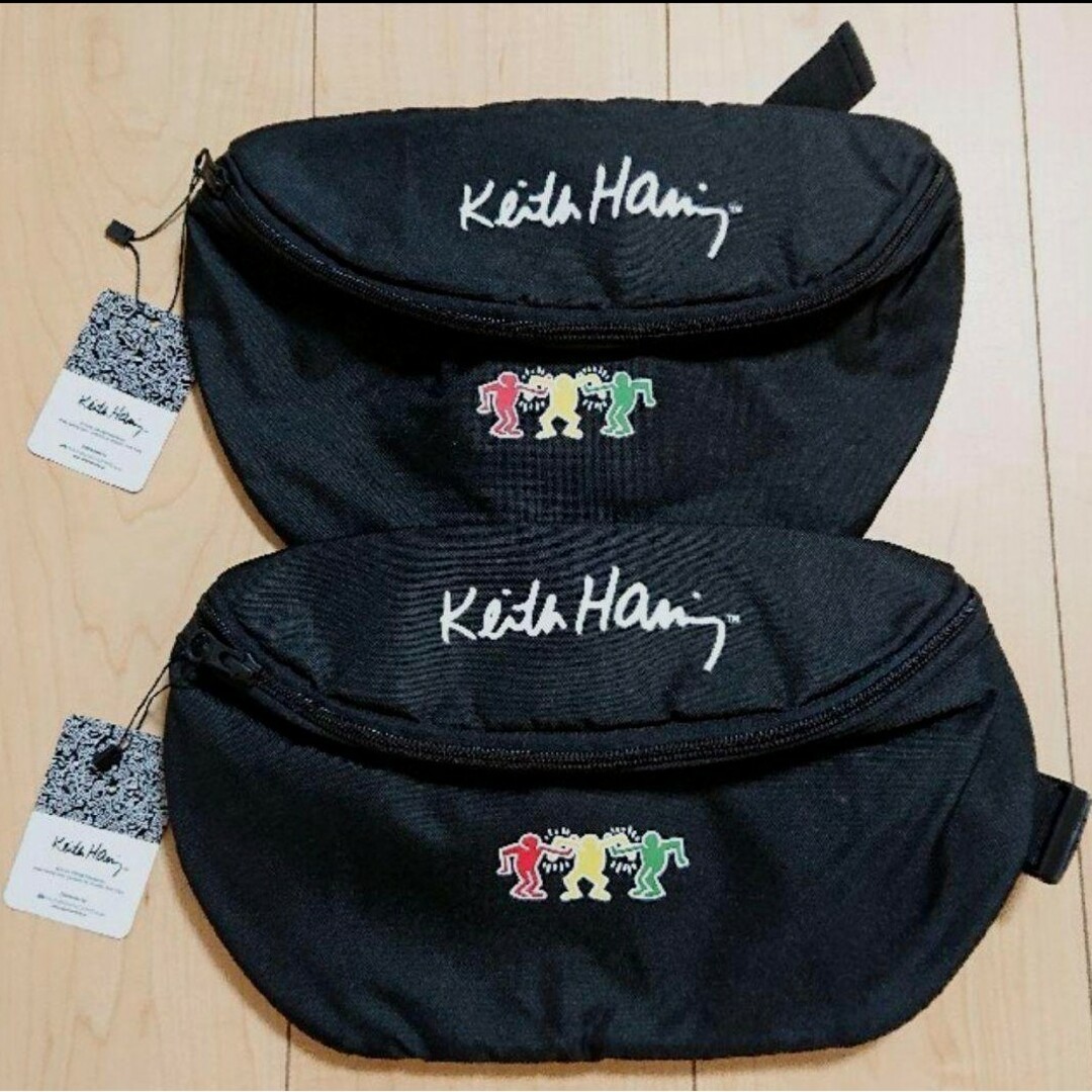 KEITH HARING(キースヘリング)の2個セット 新品 Keith Haring キースへリング ウエストバッグ 黒 メンズのバッグ(ボディーバッグ)の商品写真