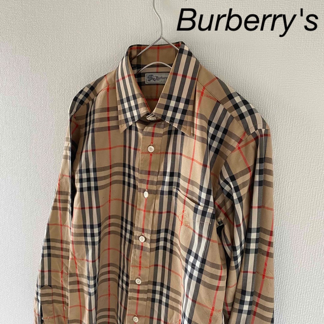 一番の Burberrysバーバリーズノバチェック長袖シャツメンズmベージュ