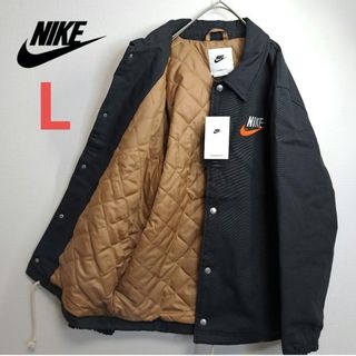 ナイキ(NIKE)の【新品/タグ付】NIKE コーチジャケット キルティング 刺繍ロゴ 黒 L(ブルゾン)