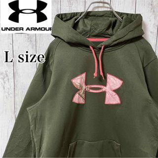 アンダーアーマー(UNDER ARMOUR)のUNDER ARMOUR アンダーアーマー デカロゴ プルオーバー パーカー 緑(パーカー)