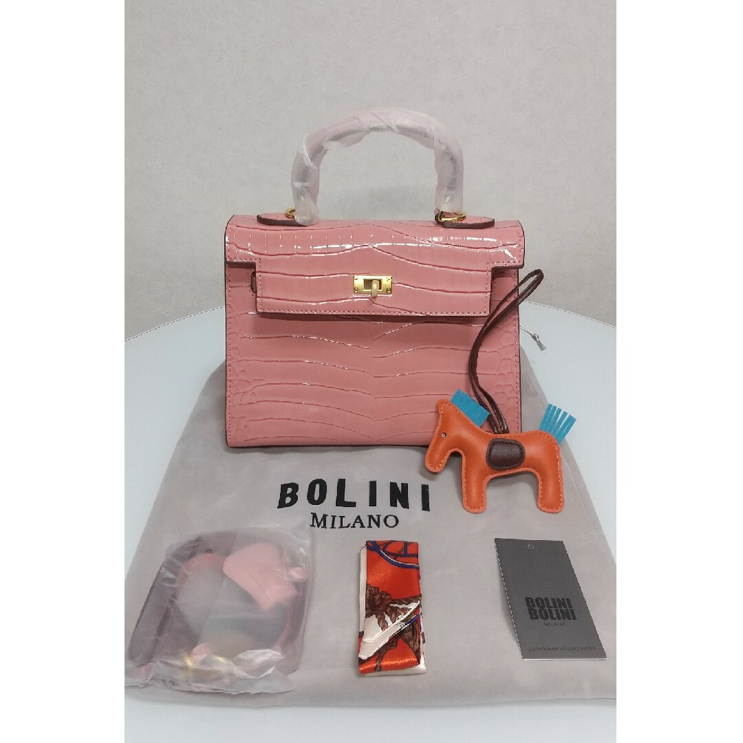 【最高峰逸品32万】イタリアミラノ BOLINI ハンドバッグ ピンク限定色