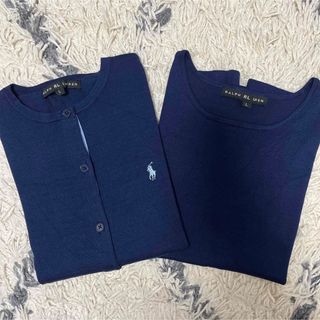 ラルフローレン ネイビー ホワイトポニー ノースリーブ カーデ