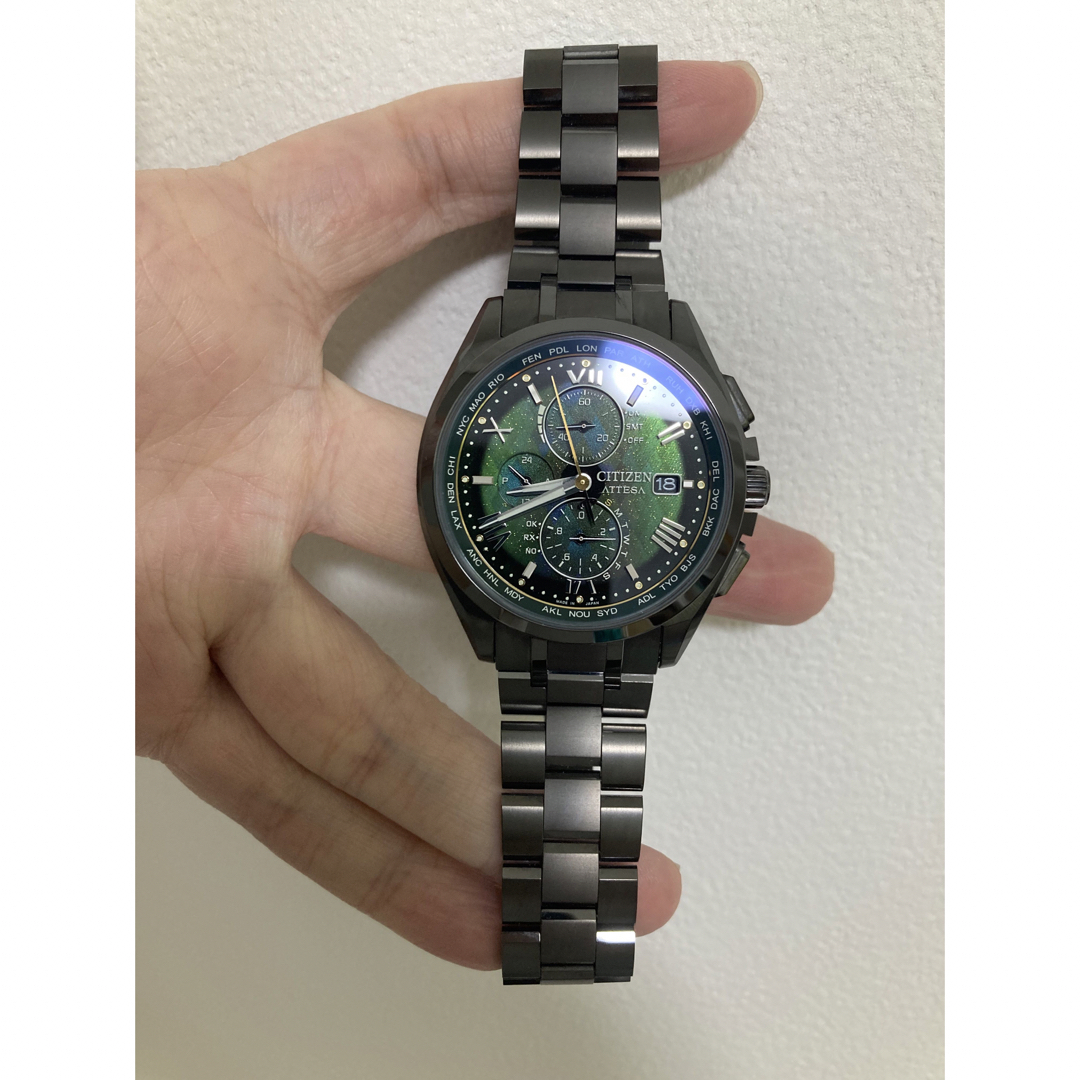 超美品！ CITIZEN アテッサ 限定 グリーンメンズ AT8049-61W