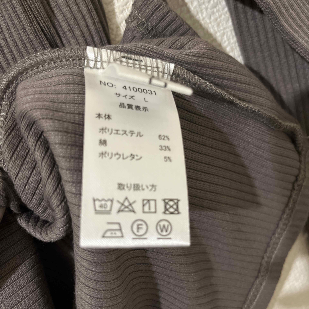 テレコリブ アシメネック 長袖 Tシャツ レディース カットソー トレンド M/ レディースのトップス(カットソー(長袖/七分))の商品写真