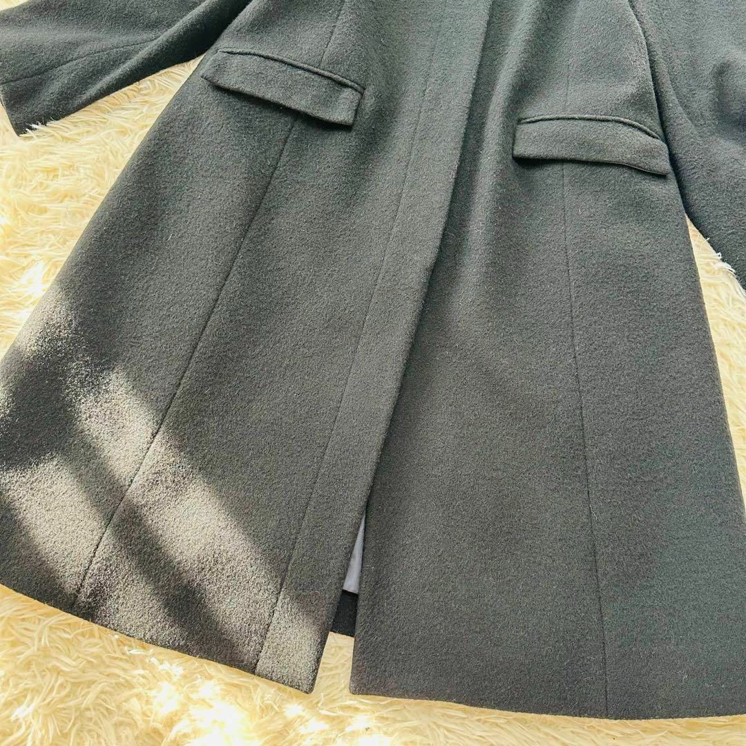 パパス NON NO ロングウールコート カシミヤ混 フォックスファー Lの