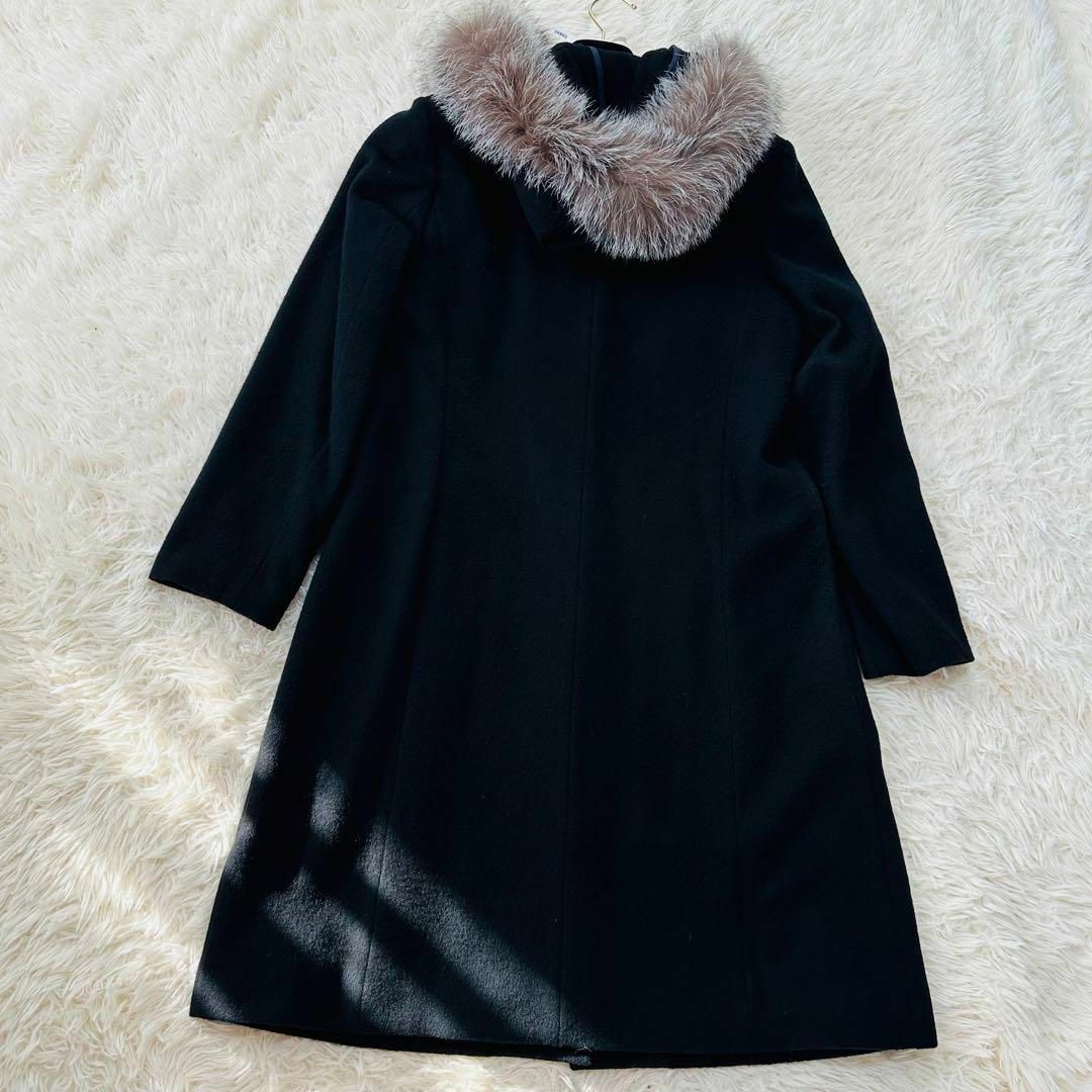 パパス NON NO ロングウールコート カシミヤ混 フォックスファー Lの