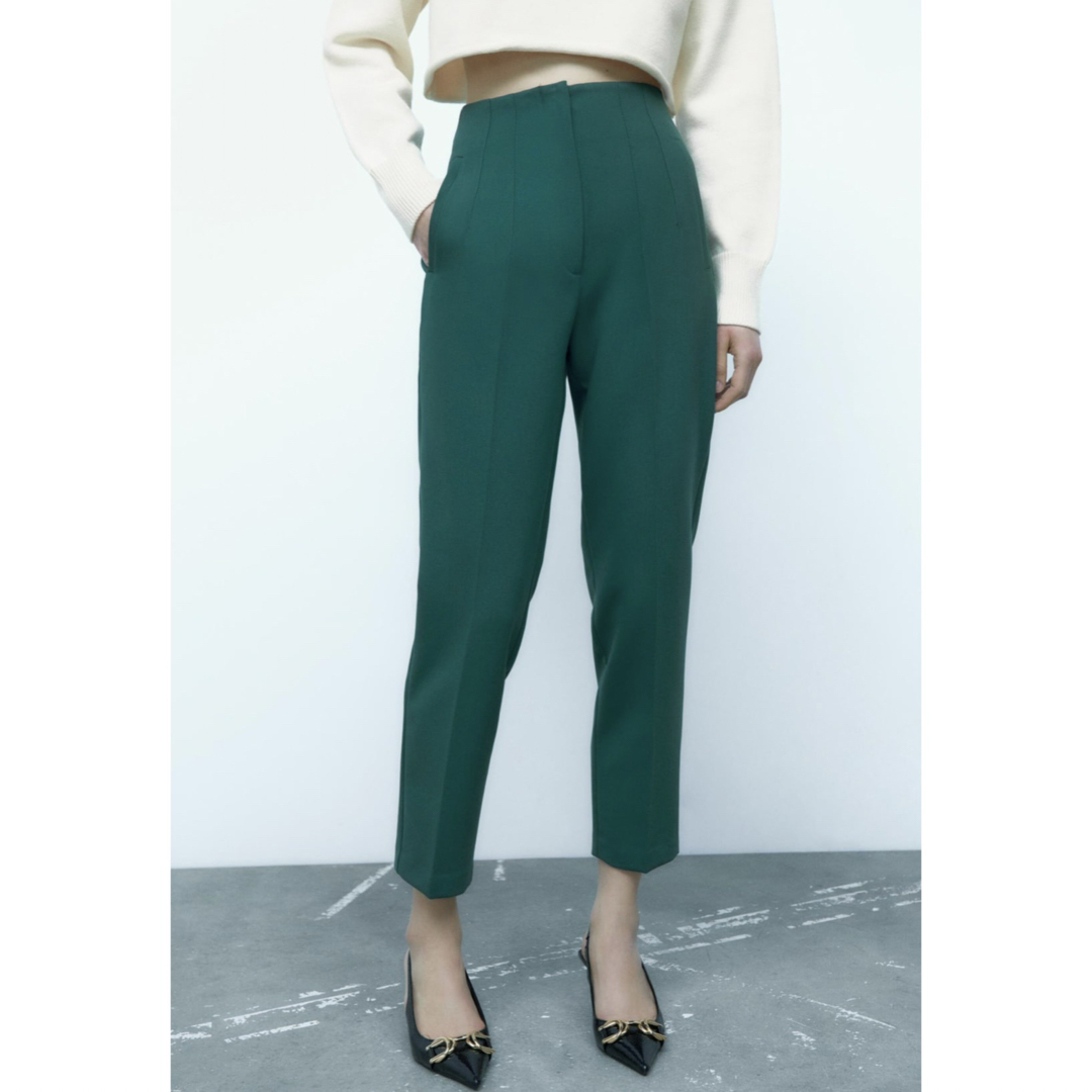 新品*完売カラーZARA ハイウエストパンツS パウダーブルー