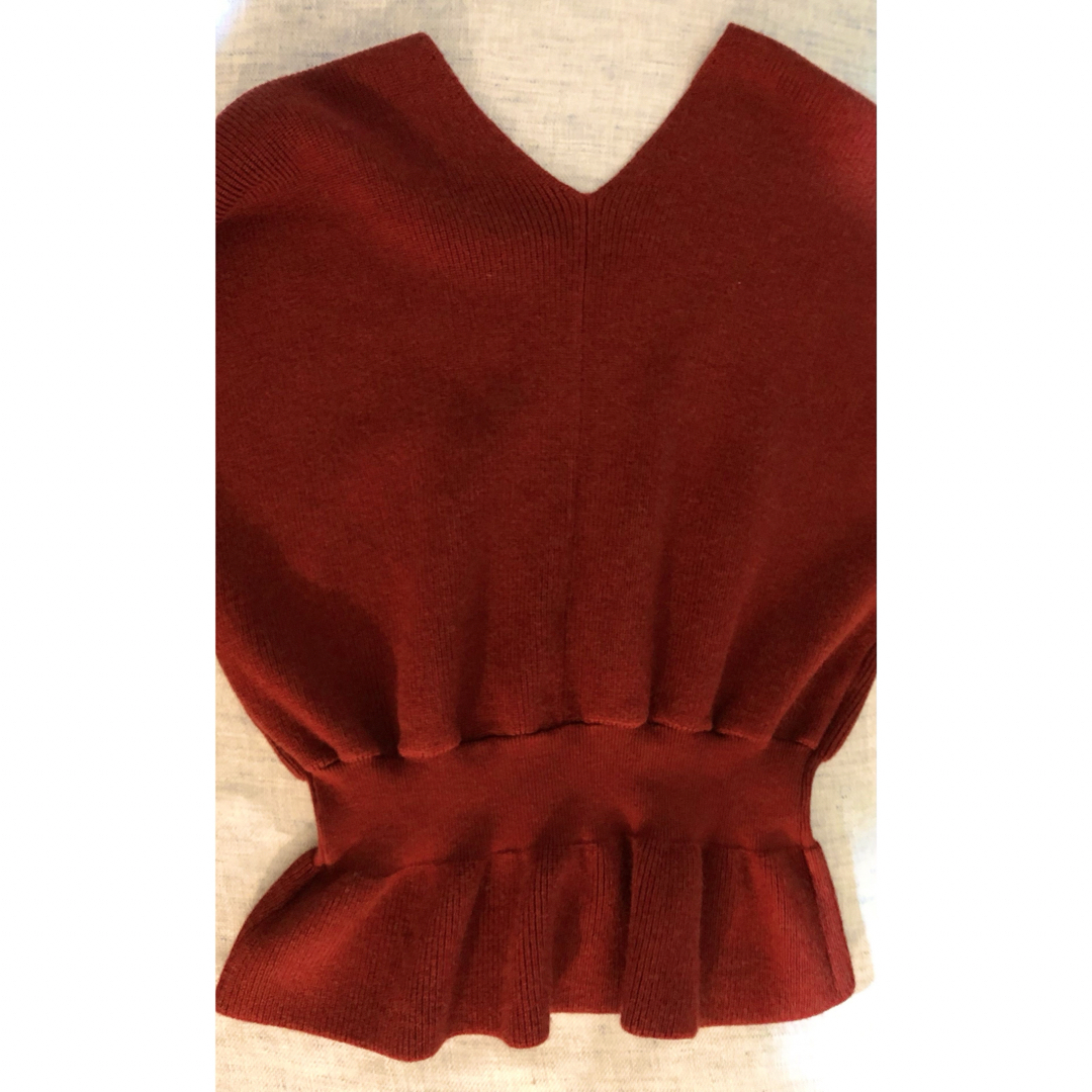 SAISON DE PAPILLON(セゾンドパピヨン)の美品⭐️セゾンドパピヨン　裾フリルVネックセーターL⭐️ レディースのトップス(ニット/セーター)の商品写真