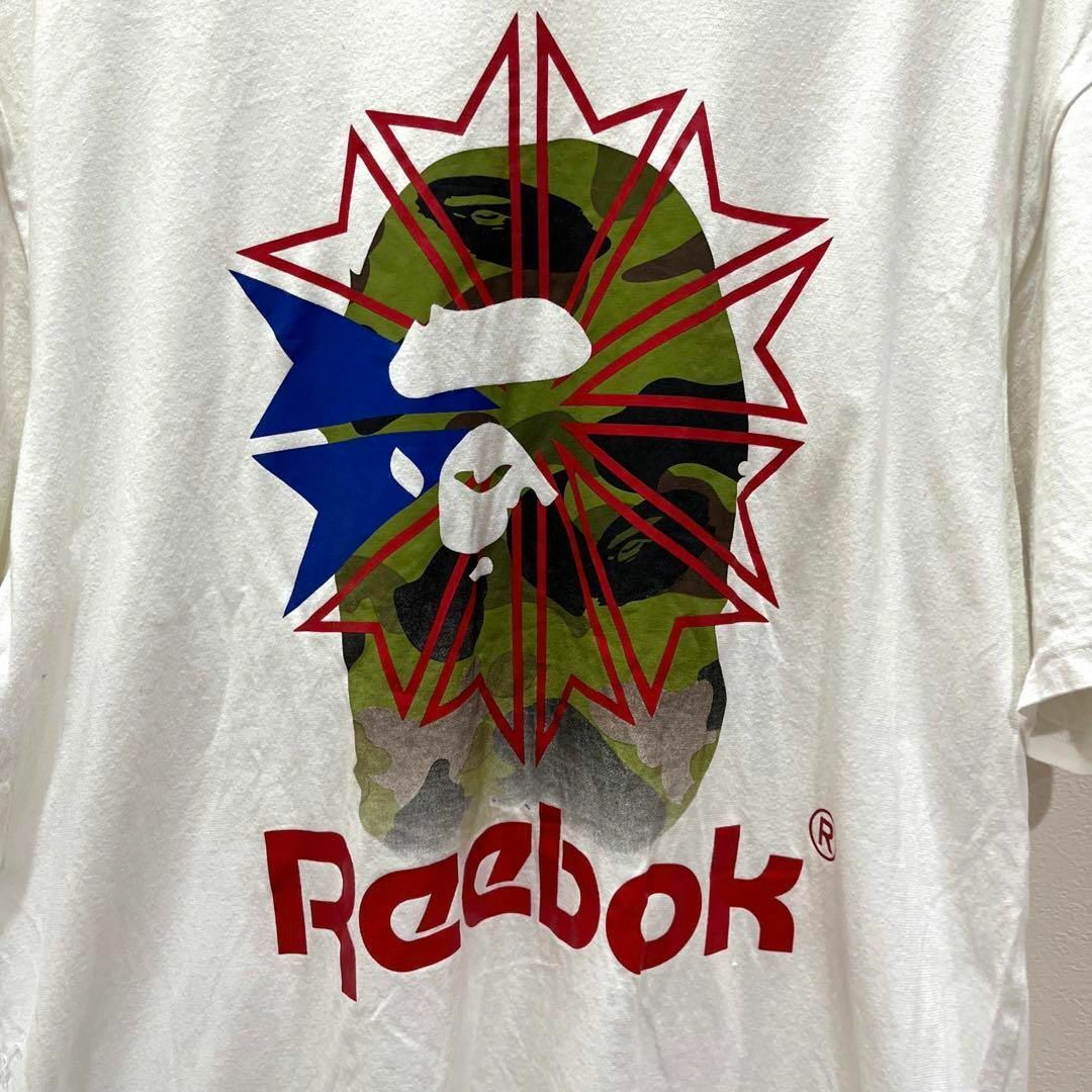 エイプ リーボック APE Reebok Tシャツmホワイト プリント XO 2