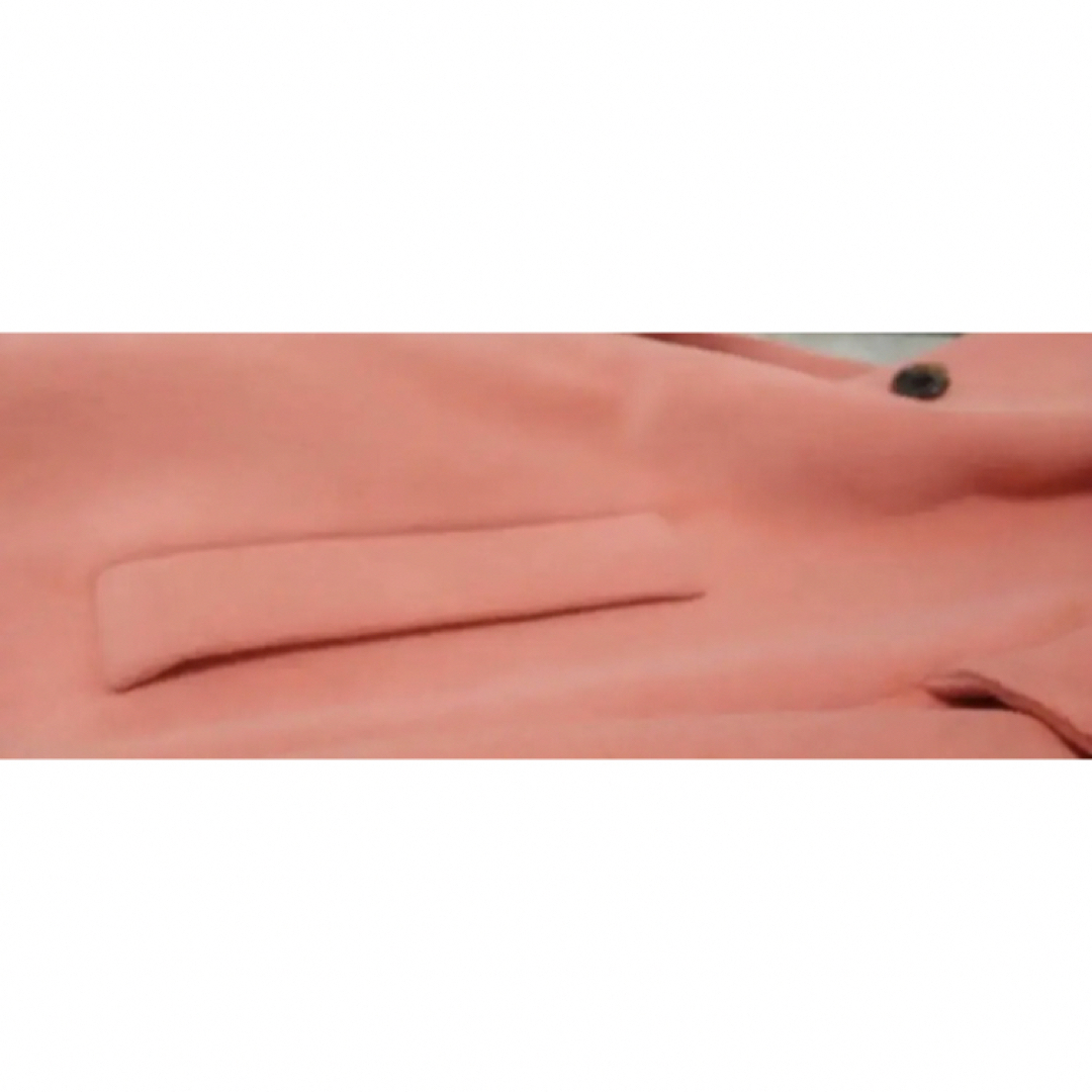 Noble(ノーブル)の美品ノーブルウール混サーモンピンクノーカラーコート/ウール混　綺麗色　ノーカラー レディースのジャケット/アウター(ロングコート)の商品写真