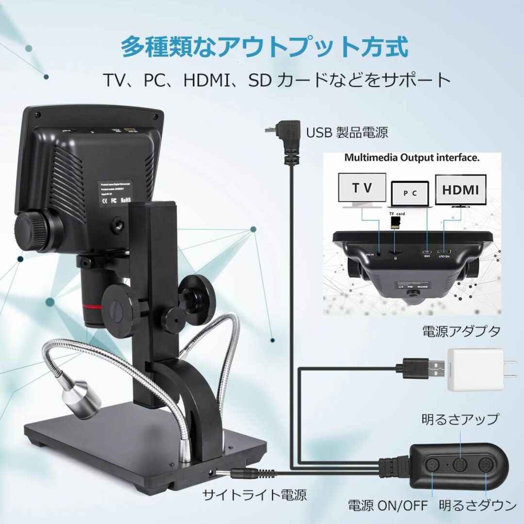 LINKMICRO デジタル顕微鏡 5インチ LCD 1080Pスクリーン260 1