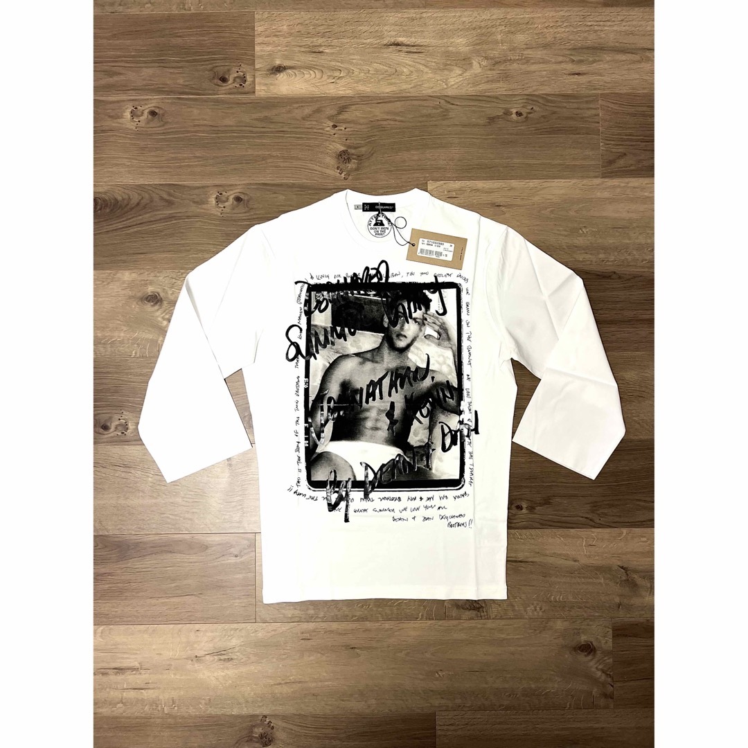 未使用タグ付 レア DSQUARED2 Yシャツ生地ドッキング 7分袖 Tシャツ-