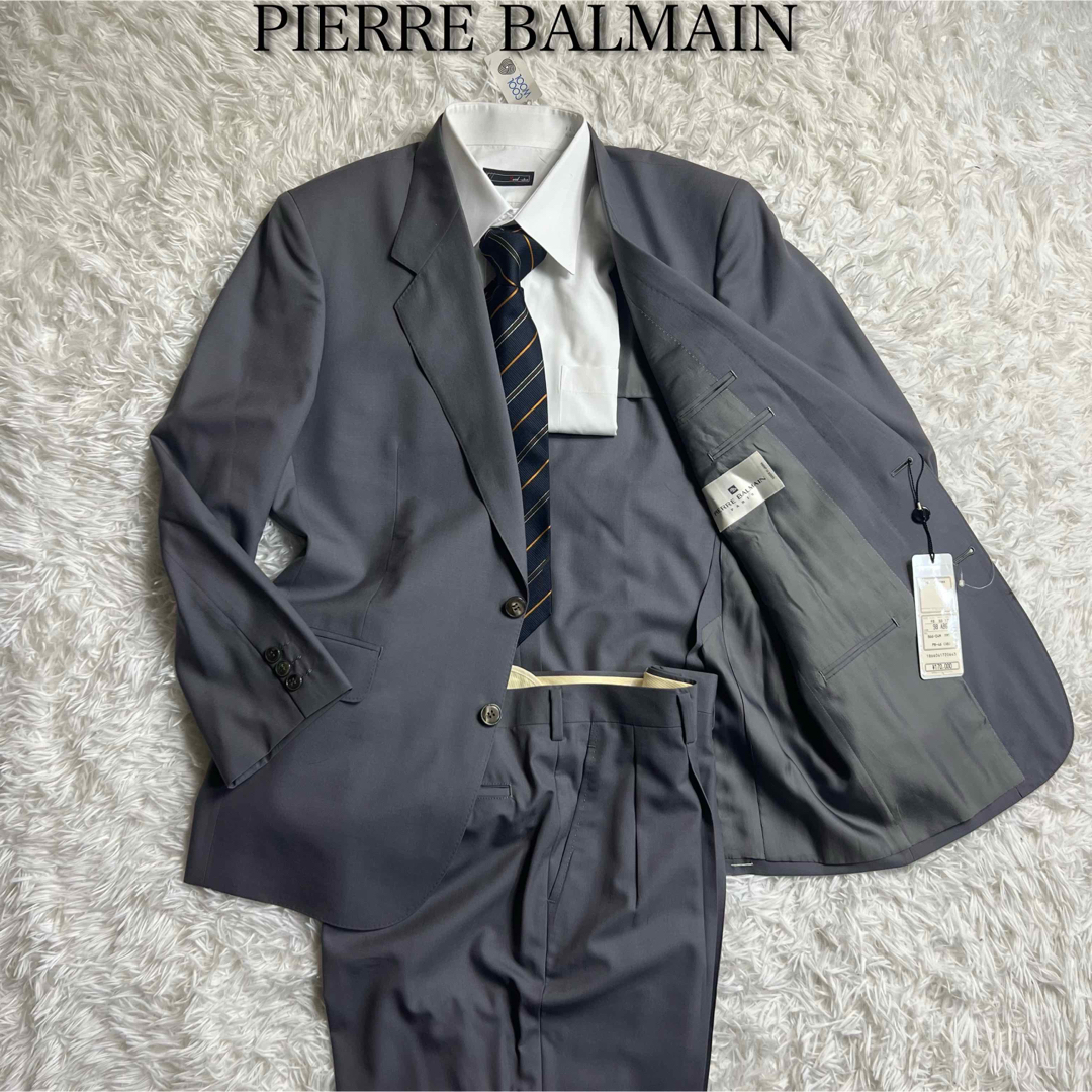 Pierre BALMAIN バルマン グレー ウール ダブルセットアップスーツ