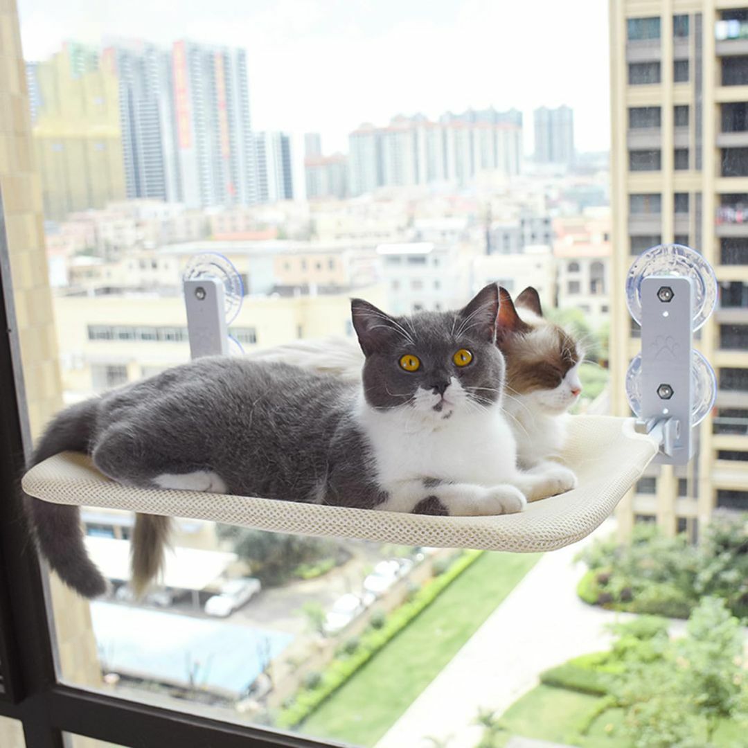 猫用ハンモック-猫用窓際ベッド、吸盤式窓際ハンモック、猫の休憩と日向ぼっこに！超