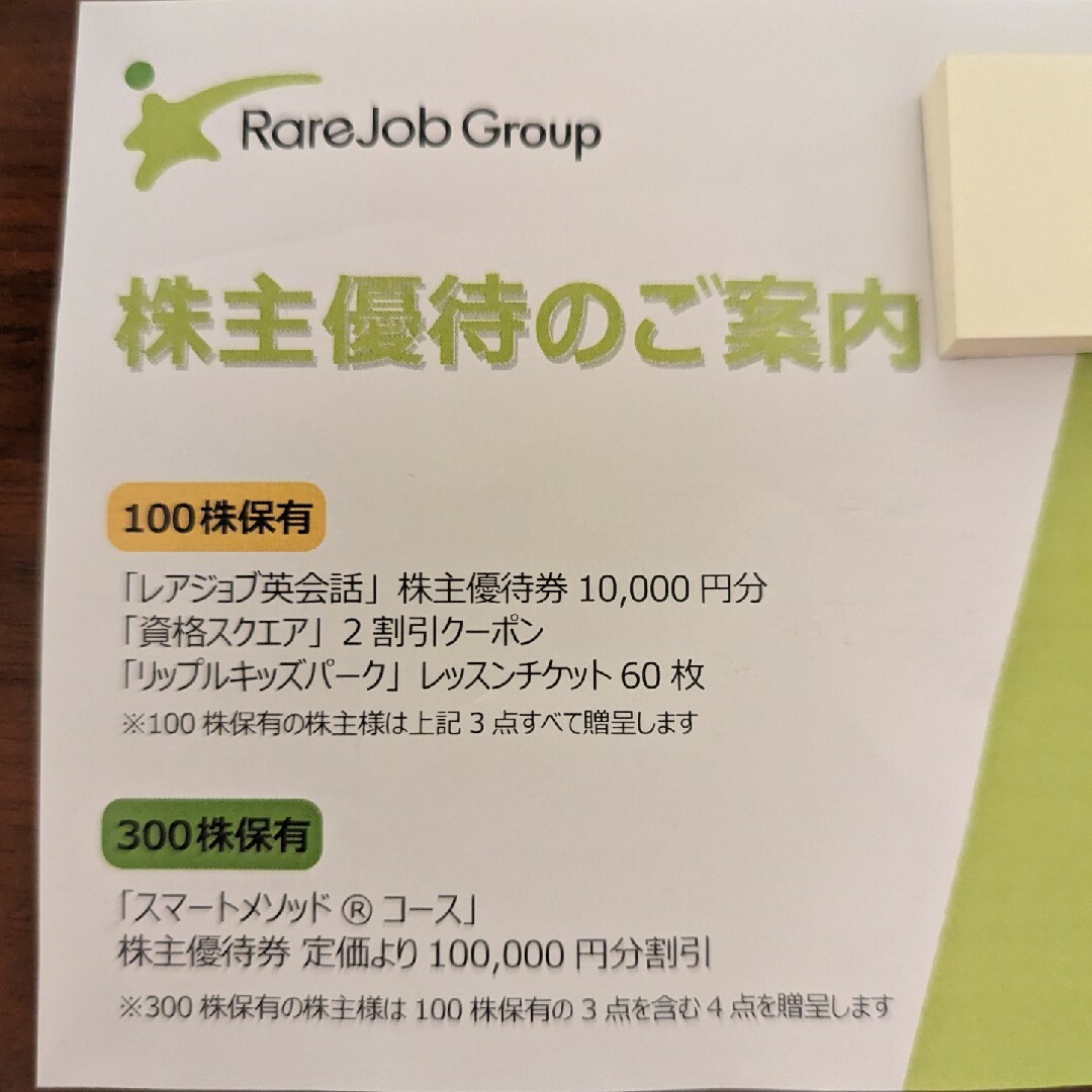 レアジョブ　株主優待（100株） | フリマアプリ ラクマ