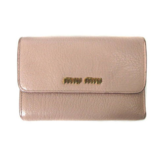 ミュウミュウ(miumiu)のミュウミュウ 5MH373 財布 コンパクトウォレット  ゴートレザー ピンク(財布)