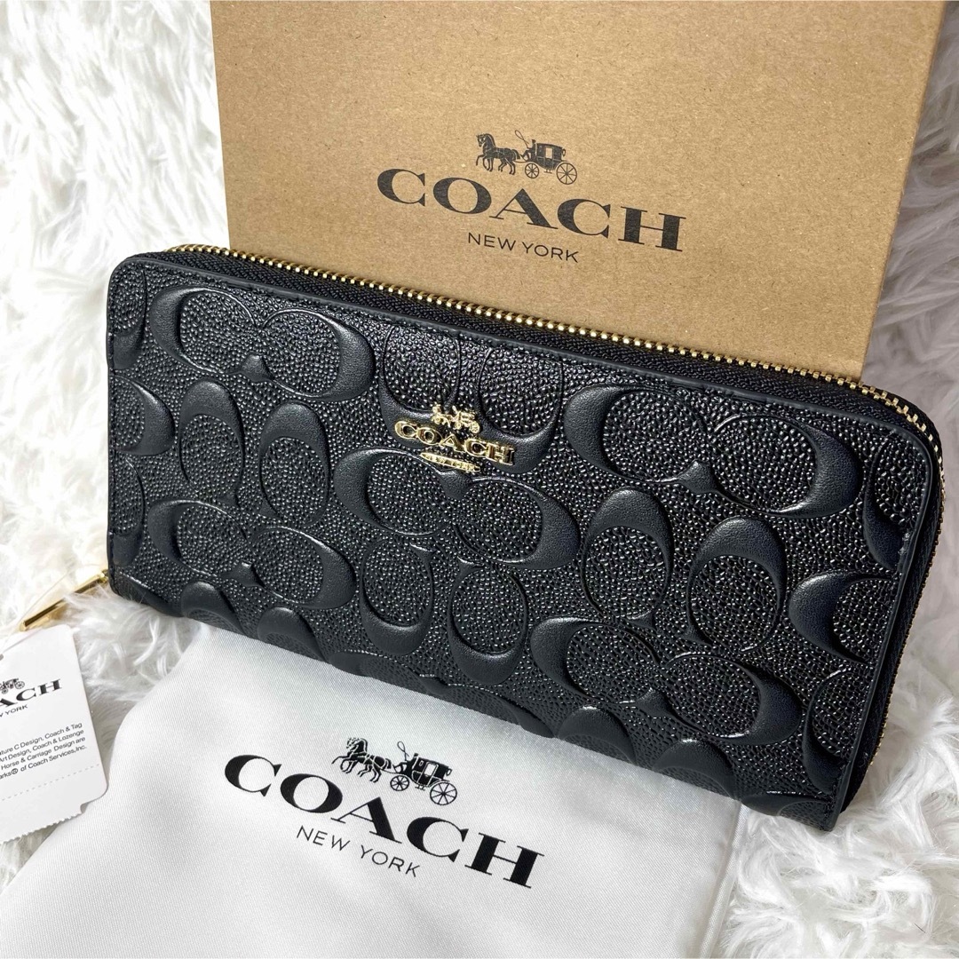 新品タグ付き✨COACH コーチ　エンボスドシグネチャー　長財布　ブラック