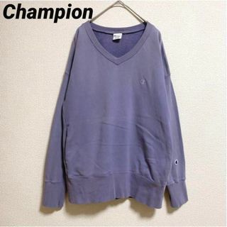 チャンピオン(Champion)のst22 Champion プルオーバー トレーナー ポケット ロゴ刺繍 紫(Tシャツ/カットソー(七分/長袖))