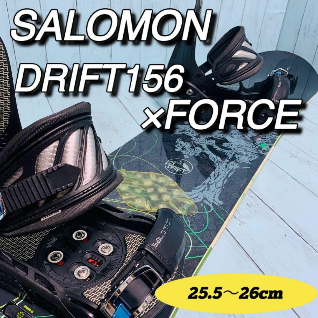 スポーツ/アウトドアSALOMON サロモン　DRIFT156 ドリフト　FORCE ビン　ケース付