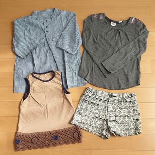 ムジルシリョウヒン(MUJI (無印良品))の【110cmまとめ売り】女の子 秋服 長袖 カットソー パンツ 110／4着(Tシャツ/カットソー)