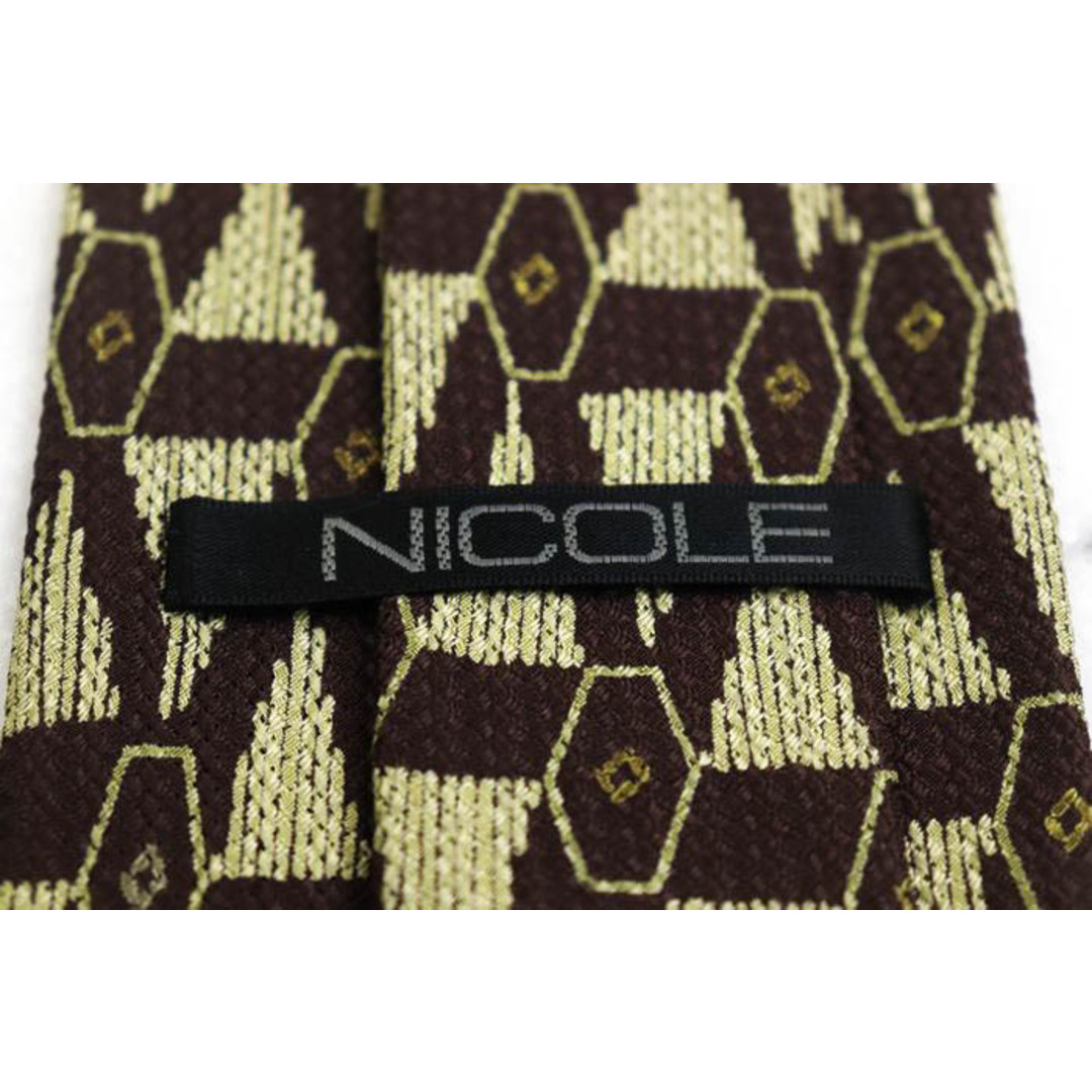 NICOLE(ニコル)のニコル ブランドネクタイ ドット チェック柄 幾何学模様 シルク メンズ ブラウン NICOLE メンズのファッション小物(ネクタイ)の商品写真