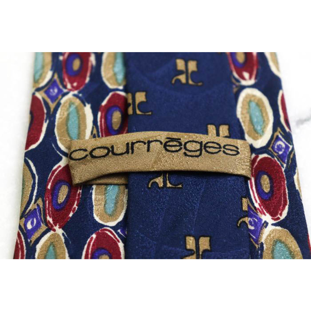 Courreges(クレージュ)のクレージュ ブランドネクタイ ロゴ パネル柄 ドット シルク イタリア製 メンズ ネイビー courreges メンズのファッション小物(ネクタイ)の商品写真