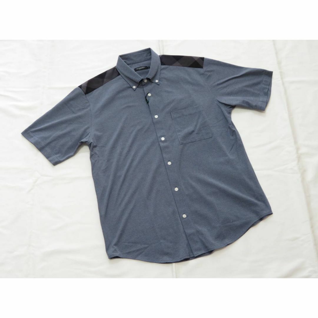 ブラックレーベル クレストブリッジ 半袖肩チェックシャツ Mサイズ　紺系 | フリマアプリ ラクマ